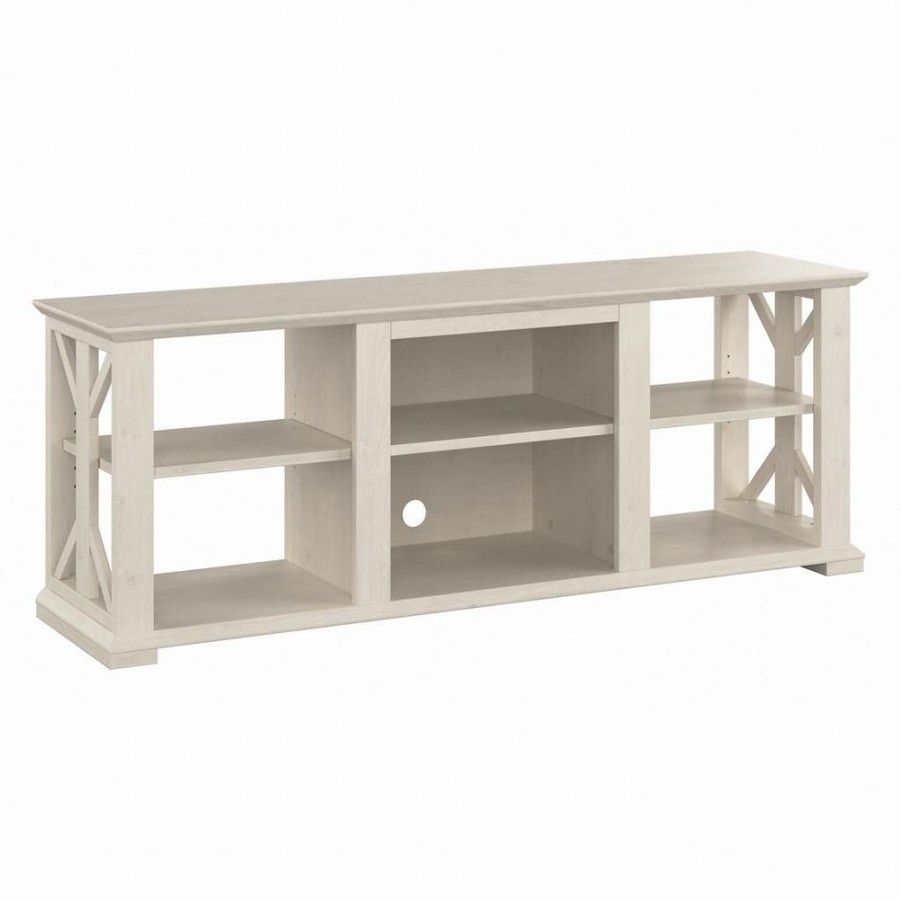 Living & Family Room Furniture * | Hot Sell Bush Furniture Homestead Farmhouse Tv Stand For 70 Inch Tv In Linen White Oak Bush Furniture Hov160Lw-03