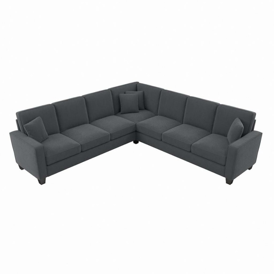 Living & Family Room Furniture * | Exclusive Design Bush Furniture Stockton 111W L Shaped Sectional Couch In Dark Gray Microsuede Bush Furniture Sny110Sdgm-03K