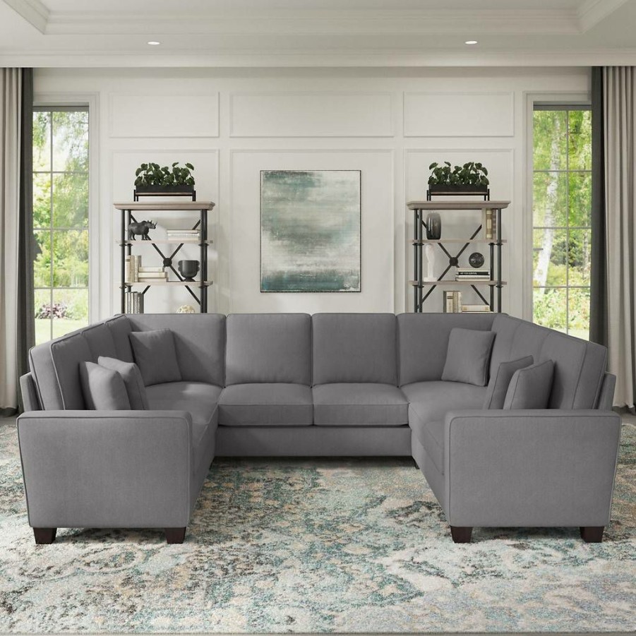 Living & Family Room Furniture * | With Discount Bush Furniture Stockton 112W U Shaped Sectional Couch In French Gray Herringbone Sny112Sfgh-03K