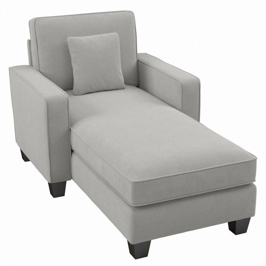 Living & Family Room Furniture * | Hot Sale Bush Furniture Stockton Chaise Lounge With Arms In Light Gray Microsuede Bush Furniture Snm41Slgm-03K