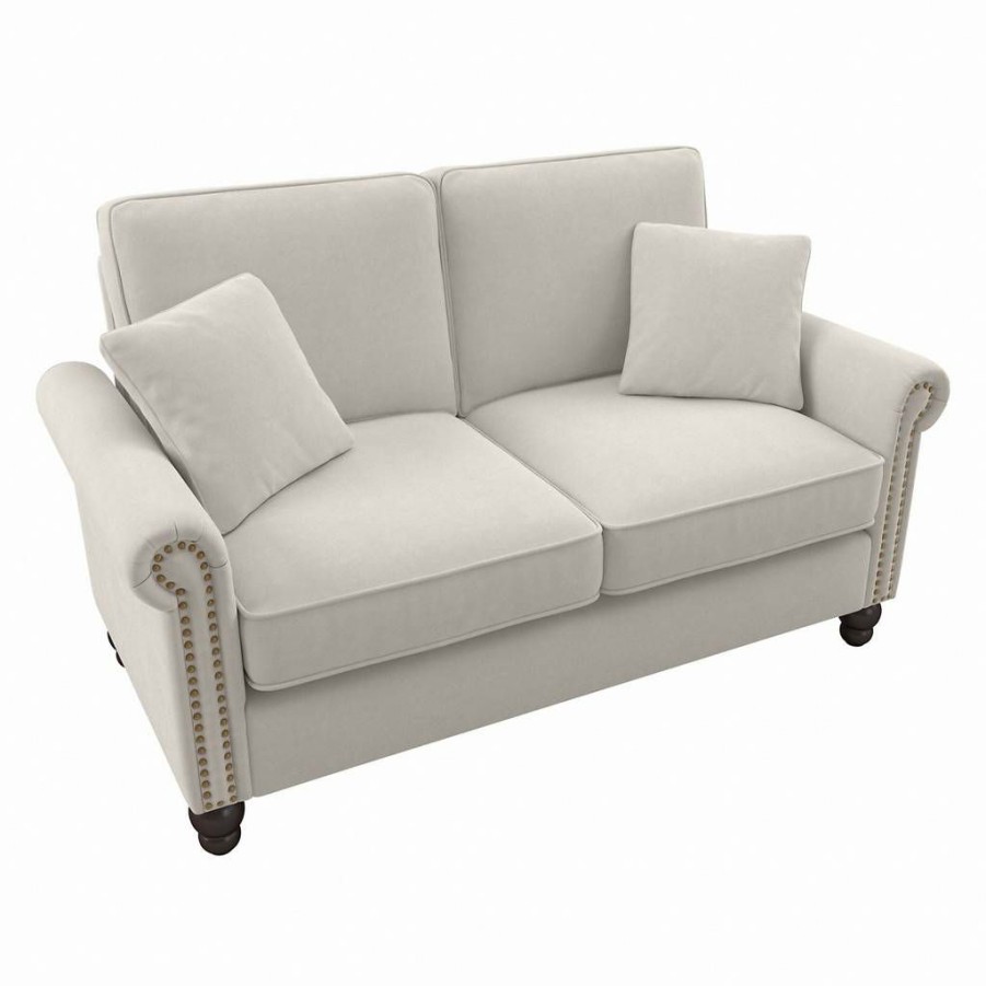 Living & Family Room Furniture * | Clearance Sale Bush Furniture Coventry 61W Loveseat In Light Beige Microsuede Bush Furniture Cvj61Blbm-03K