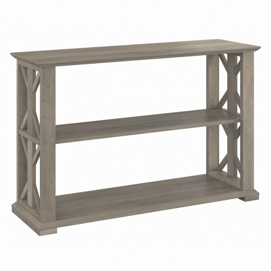 Living & Family Room Furniture * | Promotions Bush Furniture Homestead Console Table With Shelves In Driftwood Gray Bush Furniture Hot248Dg-03