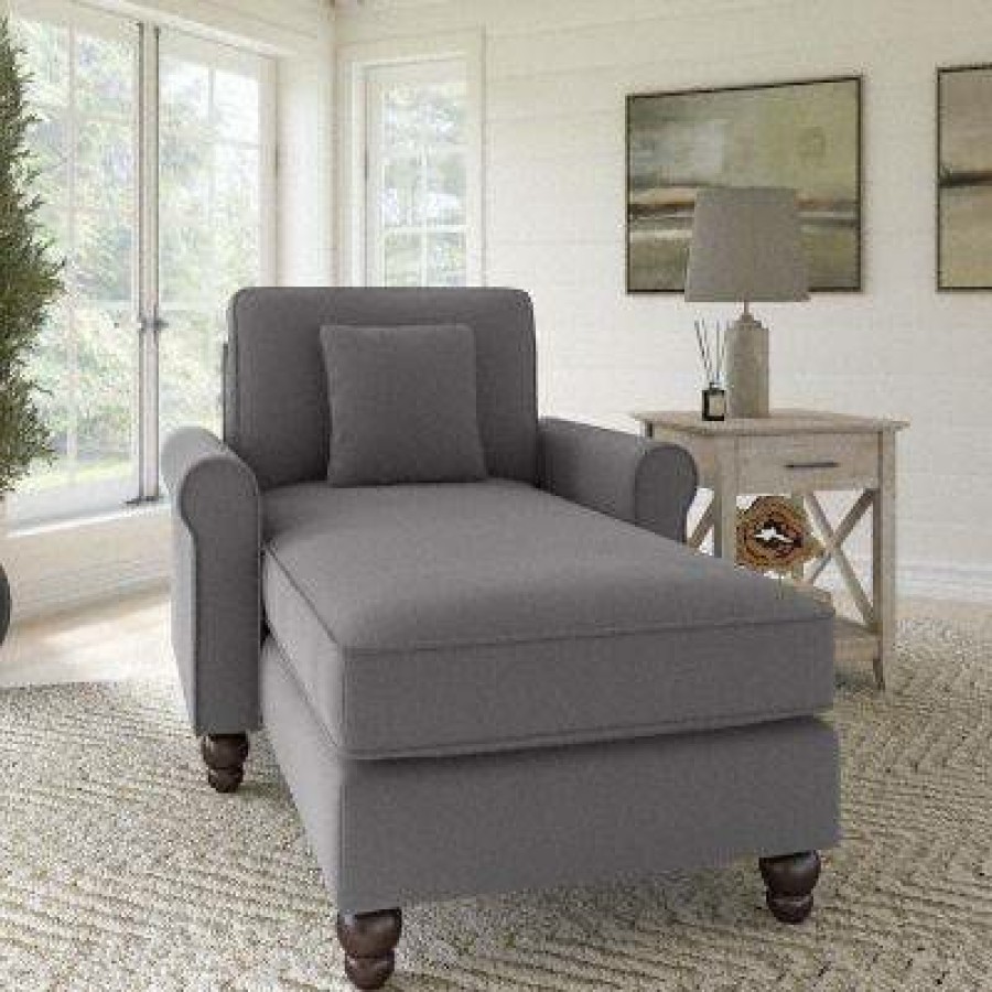 Living & Family Room Furniture * | Discounts Bush Furniture Hudson Chaise Lounge With Arms In French Gray Herringbone Bush Furniture Hdm41Bfgh-03K