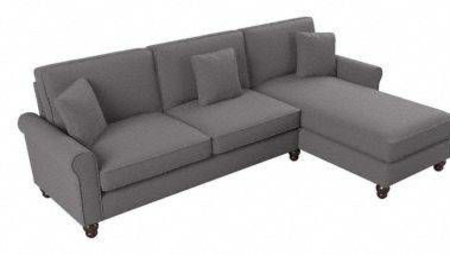 Living & Family Room Furniture * | Exclusive Design Bush Furniture Hudson 102W Sectional Couch With Reversible Chaise Lounge In French Gray Herringbone Bush Furniture Hdy102Bfgh-03K