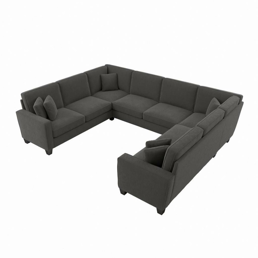 Living & Family Room Furniture * | Classical Bush Furniture Stockton 123W U Shaped Sectional Couch In Charcoal Gray Herringbone Sny123Scgh-03K