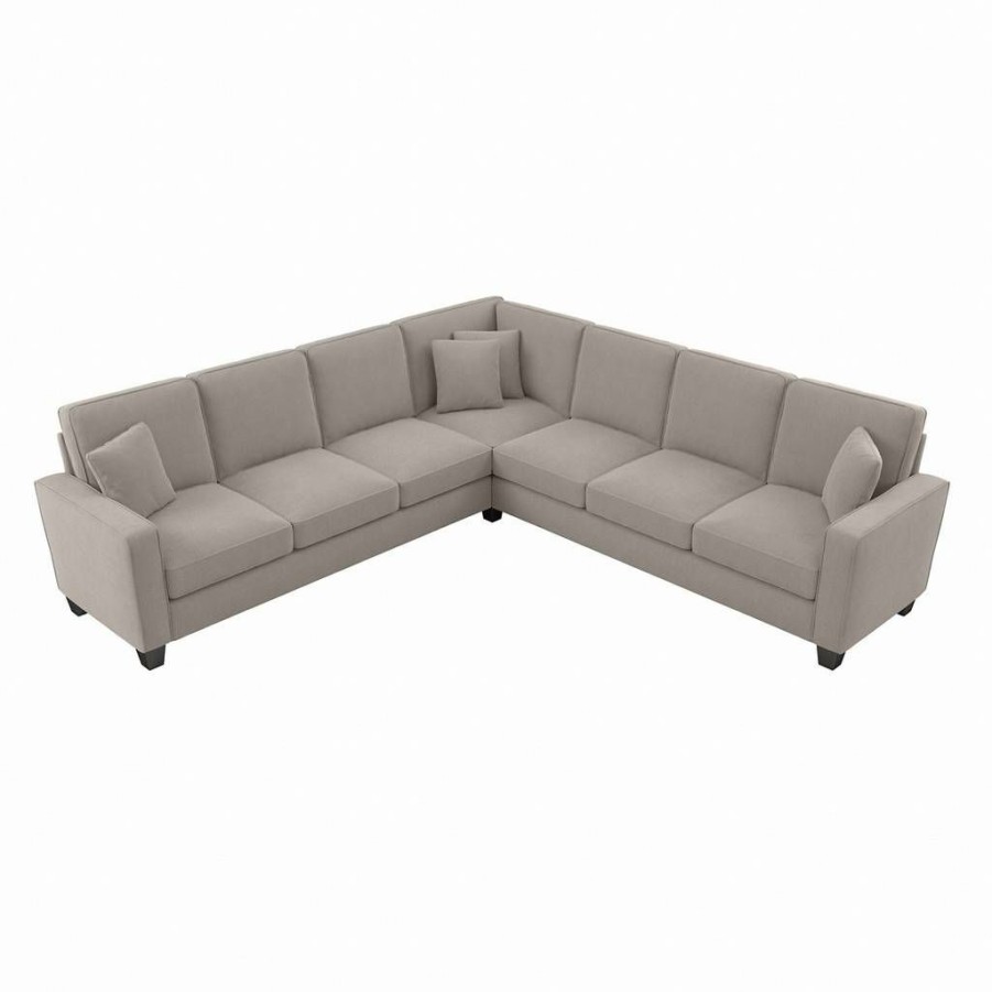 Living & Family Room Furniture * | Crazy Deals Bush Furniture Stockton 110W L Shaped Sectional Couch In Beige Herringbone Sny110Sbgh-03K