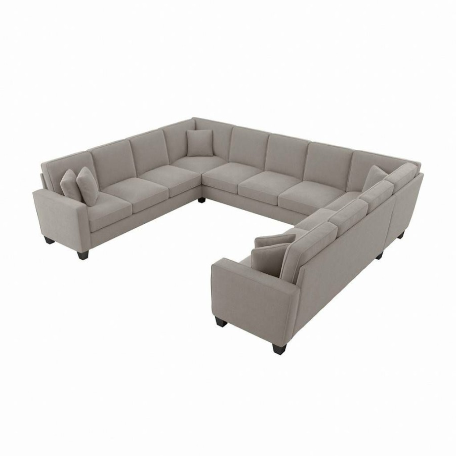 Living & Family Room Furniture * | Classical Bush Furniture Stockton 135W U Shaped Sectional Couch In Beige Herringbone Sny135Sbgh-03K