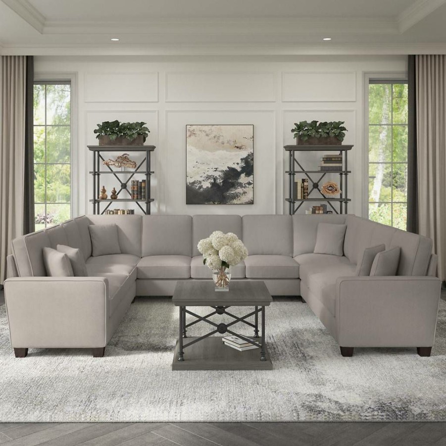 Living & Family Room Furniture * | Classical Bush Furniture Stockton 135W U Shaped Sectional Couch In Beige Herringbone Sny135Sbgh-03K