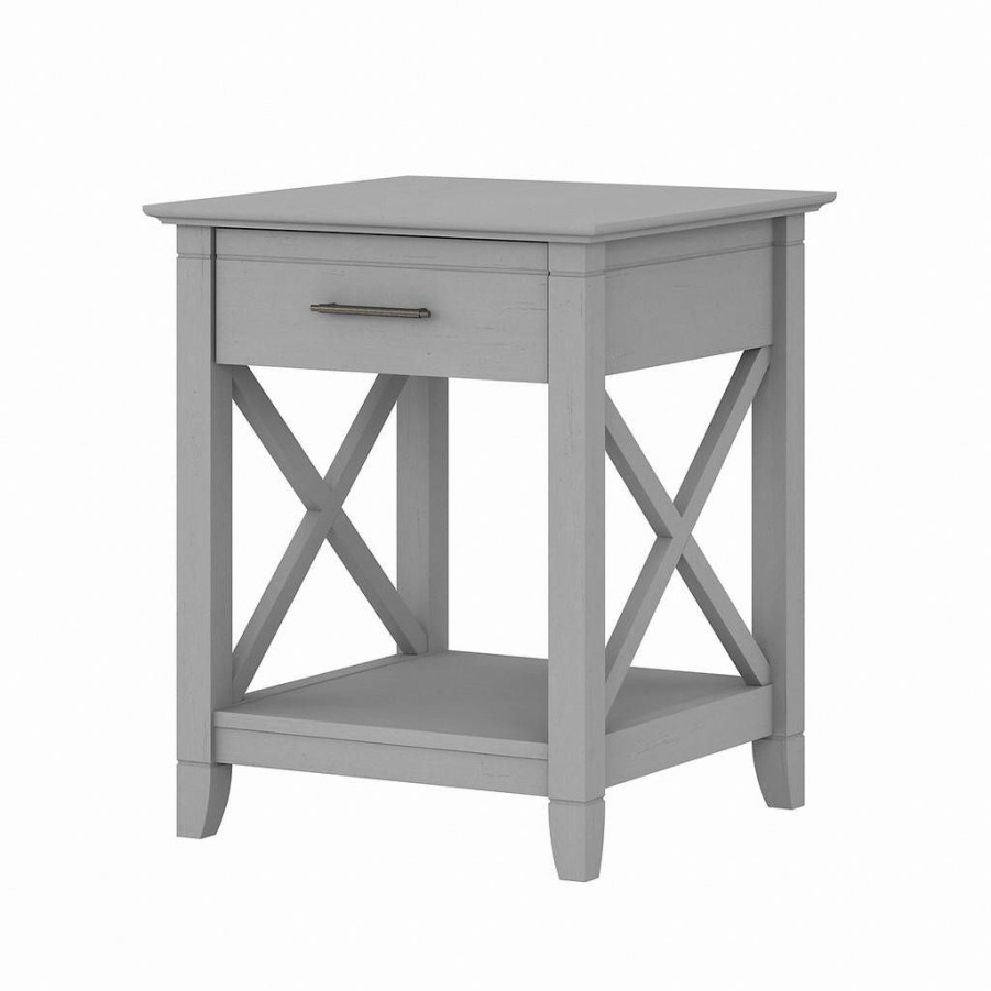 Living & Family Room Furniture * | Limit Offer Bush Furniture Key West End Table With Storage In Cape Cod Gray Bush Furniture Kwt120Cg-03