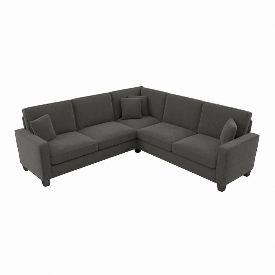 Living & Family Room Furniture * | Clearance Sale Bush Furniture Stockton 98W L Shaped Sectional Couch In Charcoal Gray Herringbone Sny98Scgh-03K