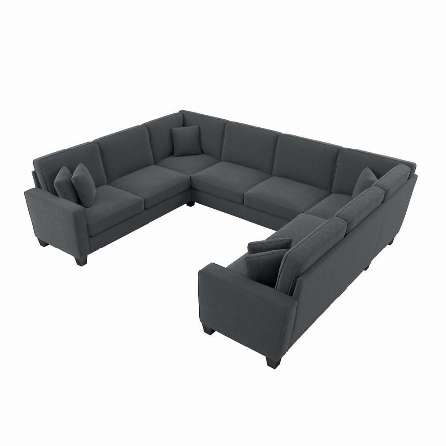 Living & Family Room Furniture * | Promotions Bush Furniture Stockton 125W U Shaped Sectional Couch In Dark Gray Microsuede Bush Furniture Sny123Sdgm-03K