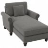 Living & Family Room Furniture * | Clearance Sale Bush Furniture Coventry Chaise Lounge With Arms In French Gray Herringbone Bush Furniture Cvm41Bfgh-03K