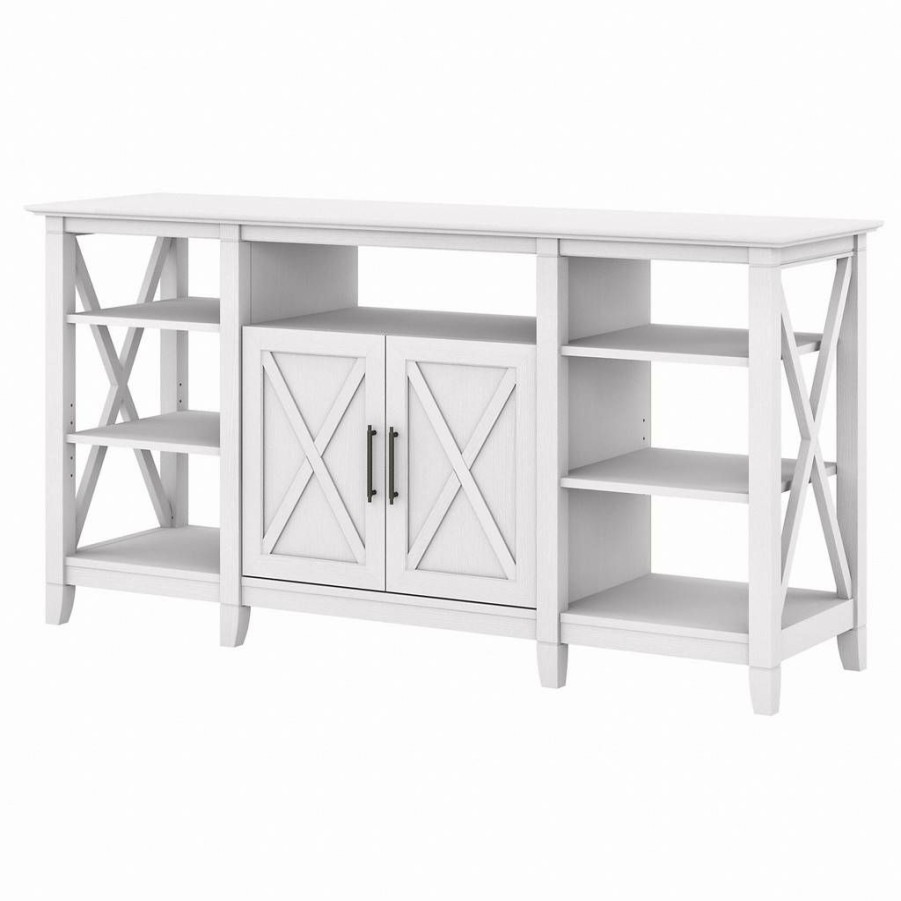 Living & Family Room Furniture * | Clearance Sale Key West Tall Tv Stand For 65 Inch Tv In Pure White Oak Bush Furniture Kwv160Wt-03