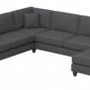 Living & Family Room Furniture * | Promotions Bush Furniture Hudson 128W U Shaped Sectional Couch With Reversible Chaise Lounge In Charcoal Gray Herringbone Bush Furniture Hdy127Bcgh-03K