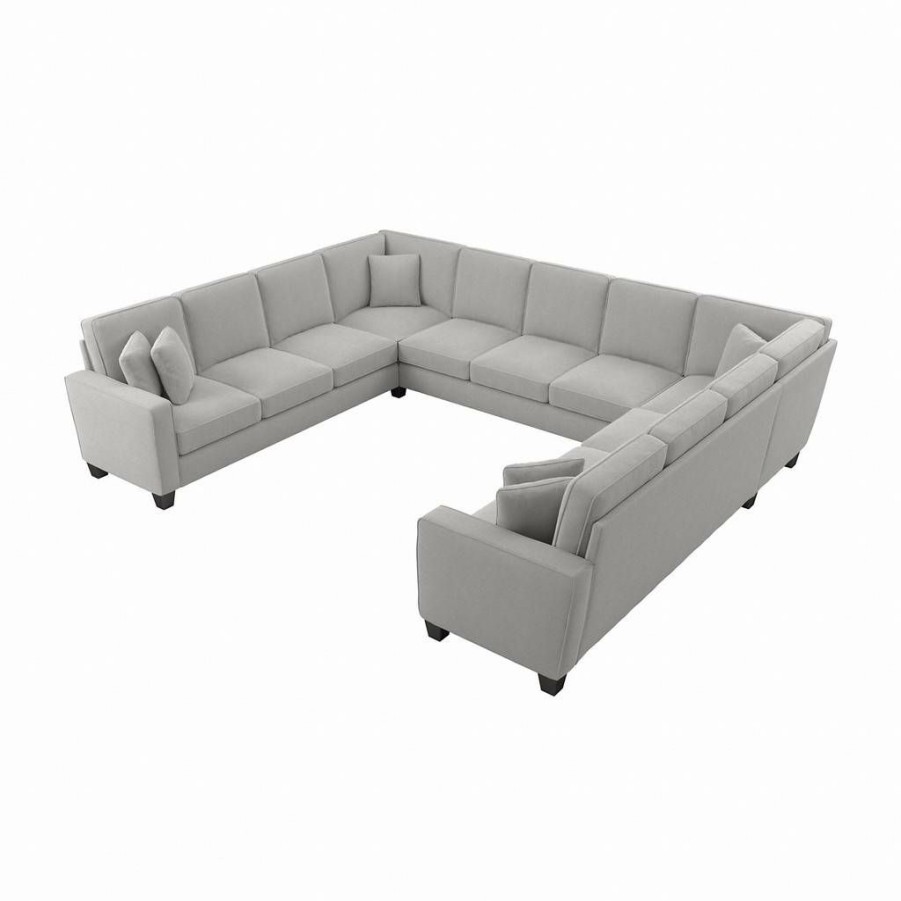 Living & Family Room Furniture * | Large Choice Bush Furniture Stockton 137W U Shaped Sectional Couch In Light Gray Microsuede Bush Furniture Sny135Slgm-03K