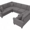 Living & Family Room Furniture * | Best Sale Bush Furniture Hudson 113W U Shaped Sectional Couch In French Gray Herringbone Bush Furniture Hdy112Bfgh-03K