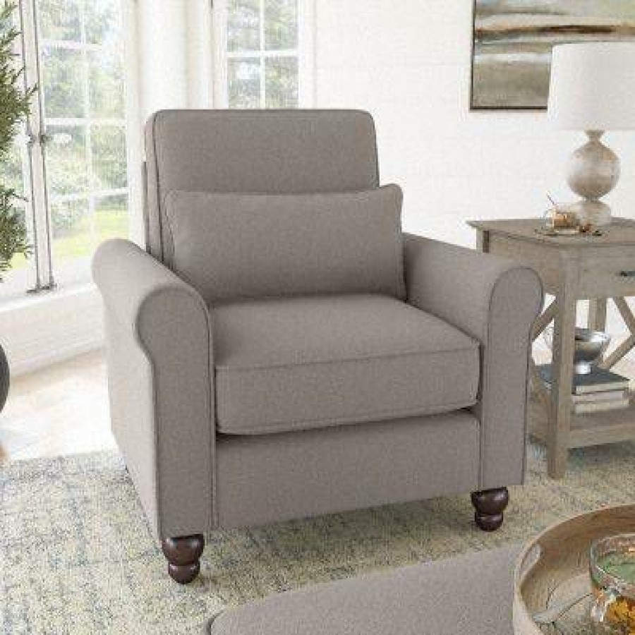 Living & Family Room Furniture * | Large Choice Bush Furniture Hudson Accent Chair With Arms In Beige Herringbone Bush Furniture Hdk36Bbgh-03