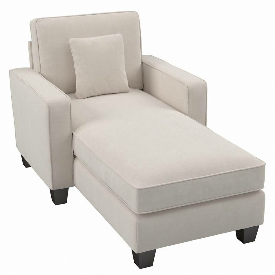 Living & Family Room Furniture * | Featured Bush Furniture Stockton Chaise Lounge With Arms In Light Beige Microsuede Bush Furniture Snm41Slbm-03K