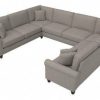 Living & Family Room Furniture * | Wholesale Bush Furniture Hudson 125W U Shaped Sectional Couch In Beige Herringbone Bush Furniture Hdy123Bbgh-03K