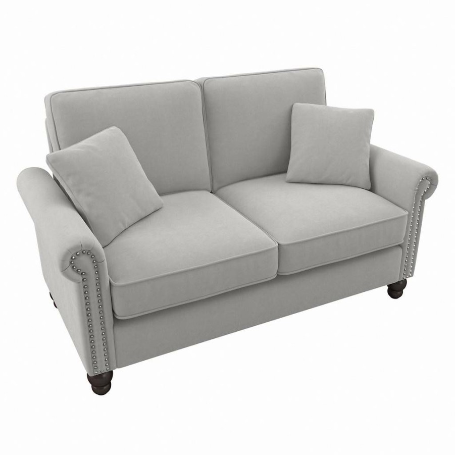 Living & Family Room Furniture * | Hot Selling Bush Furniture Coventry 61W Loveseat In Light Gray Microsuede Bush Furniture Cvj61Blgm-03K