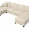 Living & Family Room Furniture * | Clearance Sale Bush Furniture Hudson 131W Sectional Couch With Double Chaise Lounge In Cream Herringbone Bush Furniture Hdy130Bcrh-03K