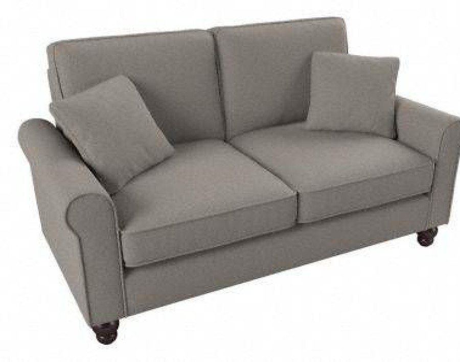 Living & Family Room Furniture * | Hot Sell Bush Furniture Hudson 61W Loveseat In Beige Herringbone Bush Furniture Hdj61Bbgh-03K