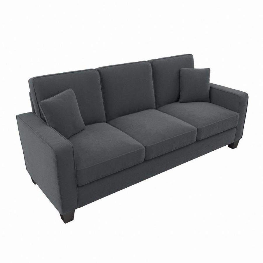 Living & Family Room Furniture * | Promotions Bush Furniture Stockton 85W Sofa In Dark Gray Microsuede Bush Furniture Snj85Sdgm-03K