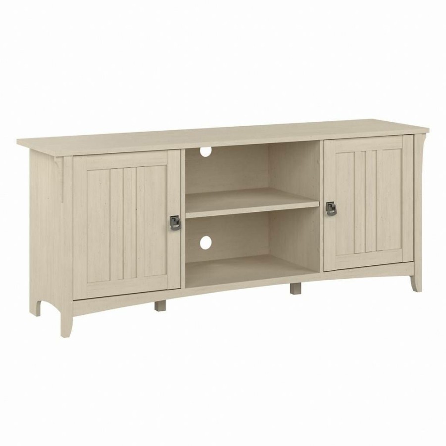 Living & Family Room Furniture * | Large Choice Bush Furniture Salinas Tv Stand For 70 Inch Tv In Antique White Bush Furniture Sav260Aw-03