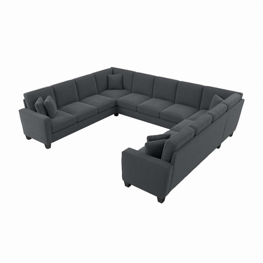 Living & Family Room Furniture * | Hot Selling Bush Furniture Stockton 137W U Shaped Sectional Couch In Dark Gray Microsuede Bush Furniture Sny135Sdgm-03K