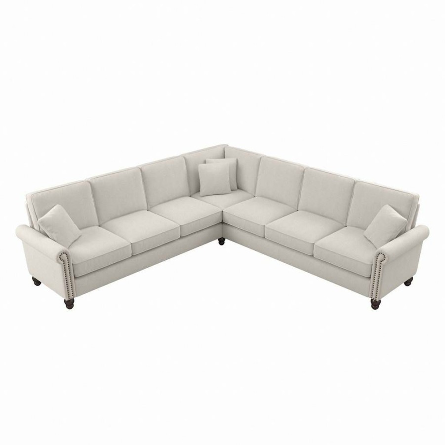 Living & Family Room Furniture * | Quick Delivery Bush Furniture Coventry 111W L Shaped Sectional Couch In Light Beige Microsuede Bush Furniture Cvy110Blbm-03K