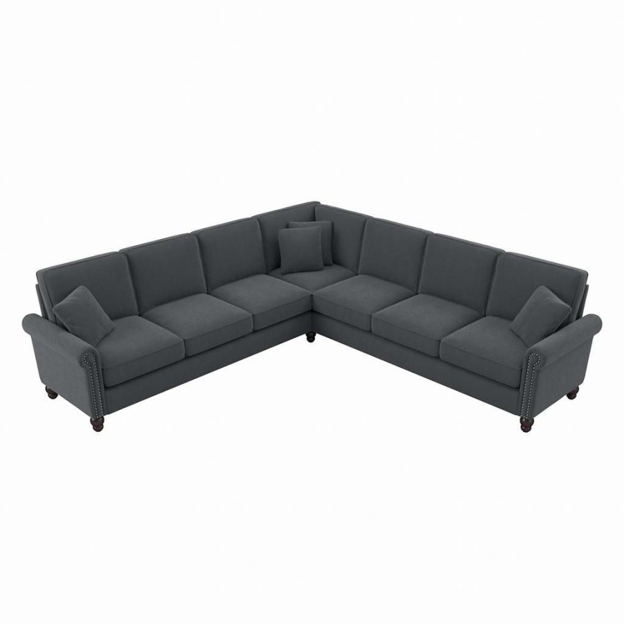 Living & Family Room Furniture * | Wholesale Bush Furniture Coventry 111W L Shaped Sectional Couch In Dark Gray Microsuede Bush Furniture Cvy110Bdgm-03K