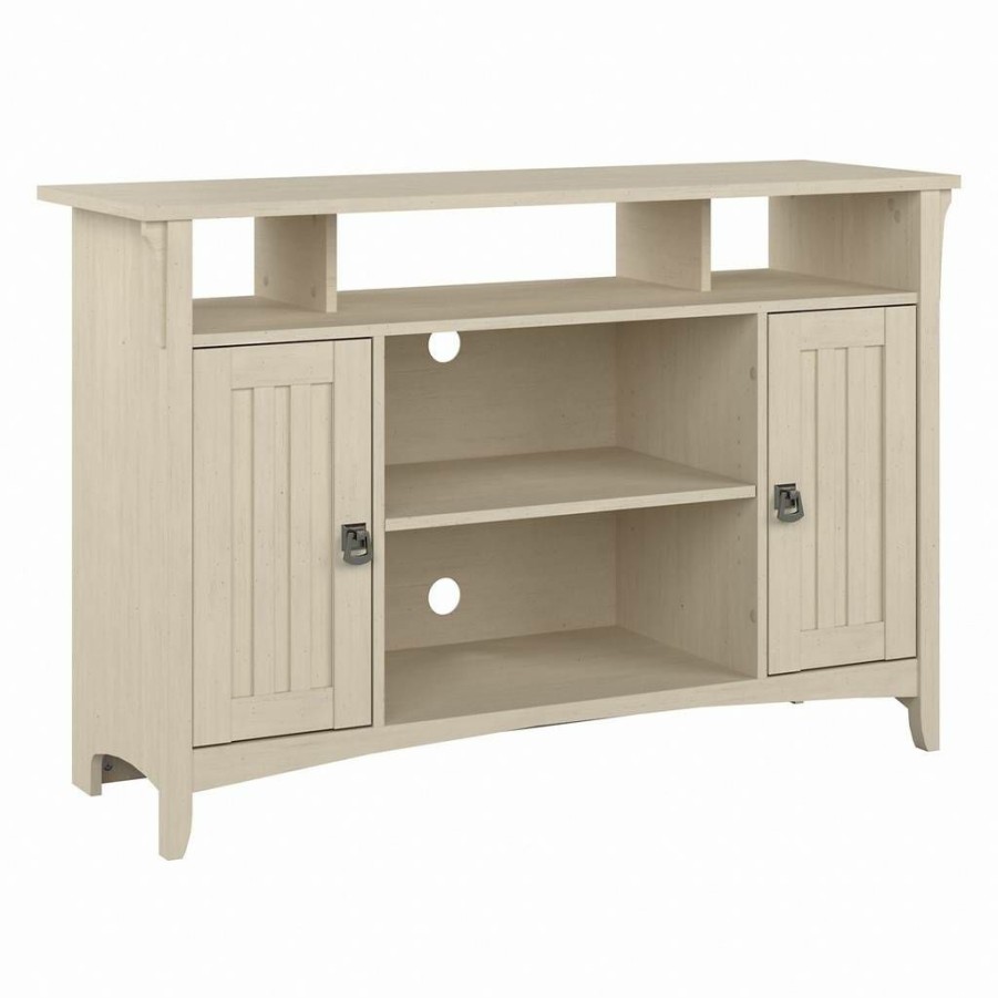 Living & Family Room Furniture * | Best Price Bush Furniture Salinas Tall Tv Stand For 55 Inch Tv In Antique White Bush Furniture Sav148Aw-03