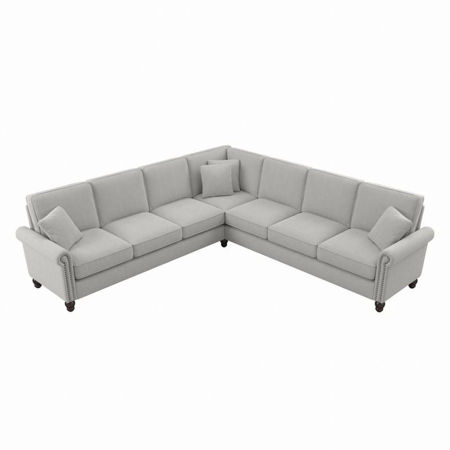 Living & Family Room Furniture * | Crazy Deals Bush Furniture Coventry 111W L Shaped Sectional Couch In Light Gray Microsuede Bush Furniture Cvy110Blgm-03K