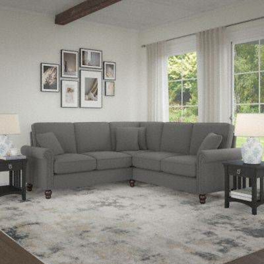 Living & Family Room Furniture * | Limited Edition Bush Furniture Coventry 87W L Shaped Sectional Couch In French Gray Herringbone Bush Furniture Cvy86Bfgh-03K