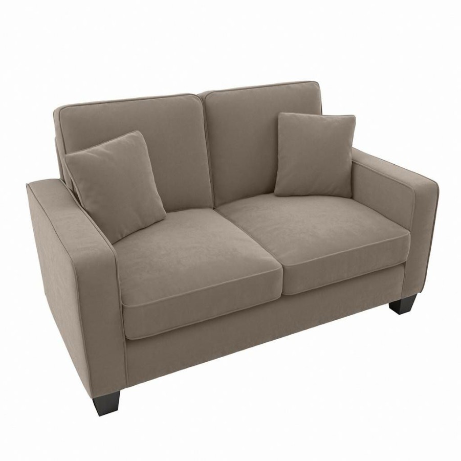 Living & Family Room Furniture * | Shoping Bush Furniture Stockton 61W Loveseat In Tan Microsuede Bush Furniture Snj61Stnm-03K