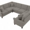 Living & Family Room Furniture * | Quick Expedition Bush Furniture Coventry 113W U Shaped Sectional Couch In Beige Herringbone Bush Furniture Cvy112Bbgh-03K