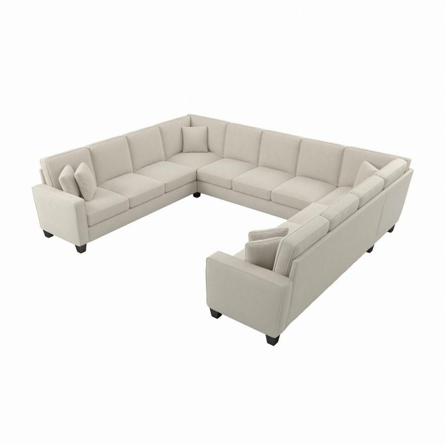 Living & Family Room Furniture * | Featured Bush Furniture Stockton 135W U Shaped Sectional Couch In Cream Herringbone Sny135Scrh-03K