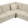 Living & Family Room Furniture * | Outlet Bush Furniture Hudson 87W L Shaped Sectional Couch In Cream Herringbone Bush Furniture Hdy86Bcrh-03K