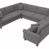 Living & Family Room Furniture * | Large Choice Bush Furniture Hudson 125W U Shaped Sectional Couch In French Gray Herringbone Bush Furniture Hdy123Bfgh-03K