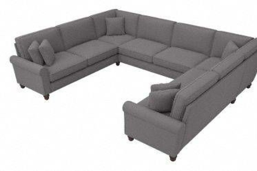 Living & Family Room Furniture * | Large Choice Bush Furniture Hudson 125W U Shaped Sectional Couch In French Gray Herringbone Bush Furniture Hdy123Bfgh-03K