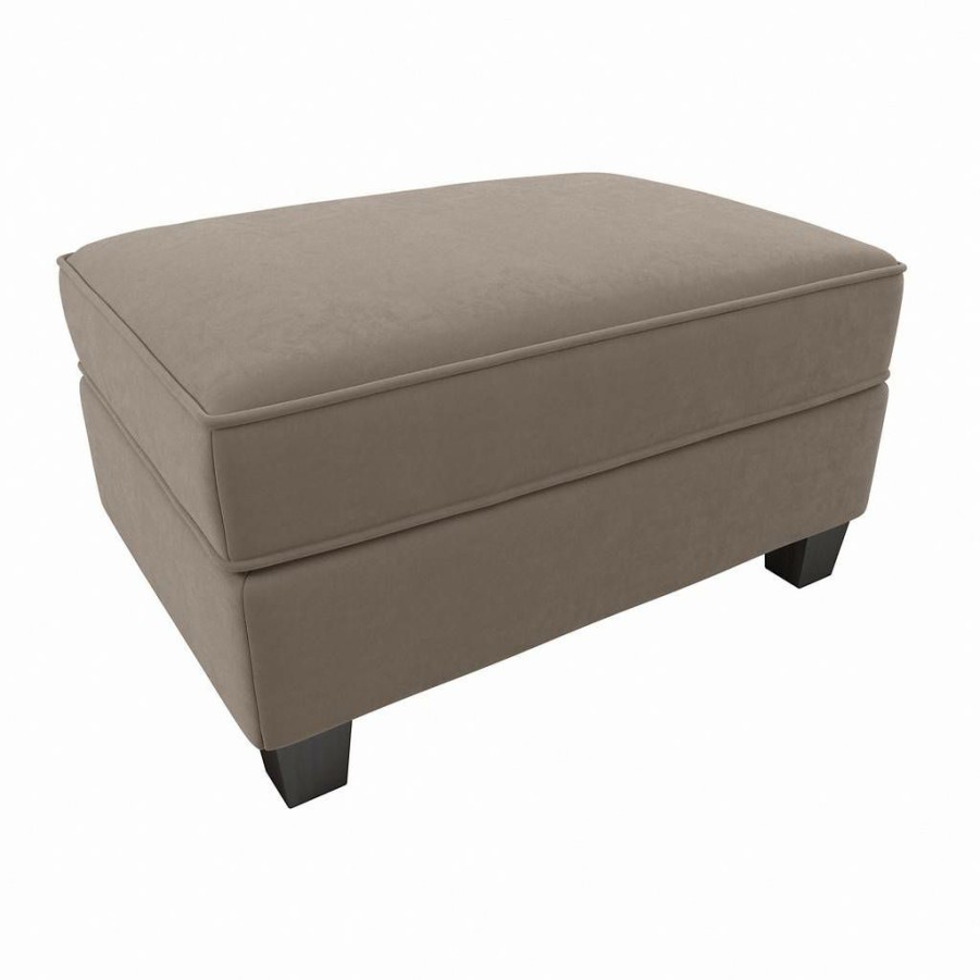 Living & Family Room Furniture * | Best Sale Bush Furniture Stockton Storage Ottoman In Tan Microsuede Bush Furniture Sno34Stnm-Z