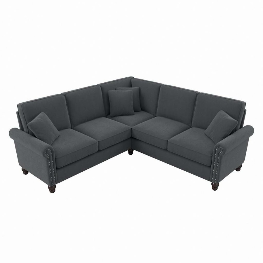 Living & Family Room Furniture * | Limit Offer Bush Furniture Coventry 87W L Shaped Sectional Couch In Dark Gray Microsuede Bush Furniture Cvy86Bdgm-03K