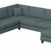 Living & Family Room Furniture * | Quick Delivery Bush Furniture Hudson 128W U Shaped Sectional Couch With Reversible Chaise Lounge In Turkish Blue Herringbone Bush Furniture Hdy127Btbh-03K