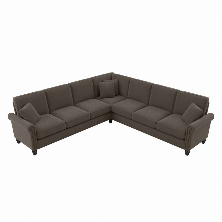 Living & Family Room Furniture * | Featured Bush Furniture Coventry 111W L Shaped Sectional Couch In Chocolate Brown Microsuede Bush Furniture Cvy110Bcbm-03K