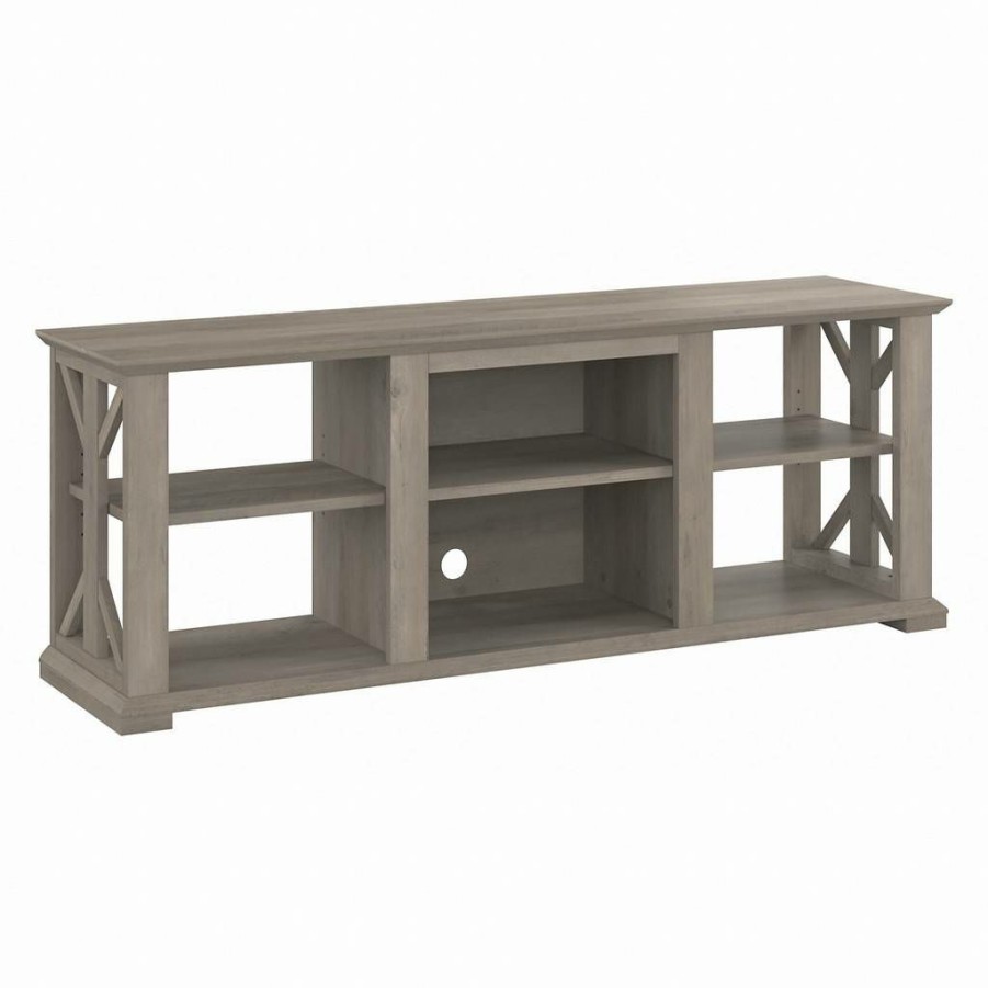 Living & Family Room Furniture * | Wholesale Bush Furniture Homestead Farmhouse Tv Stand For 70 Inch Tv In Driftwood Gray Bush Furniture Hov160Dg-03