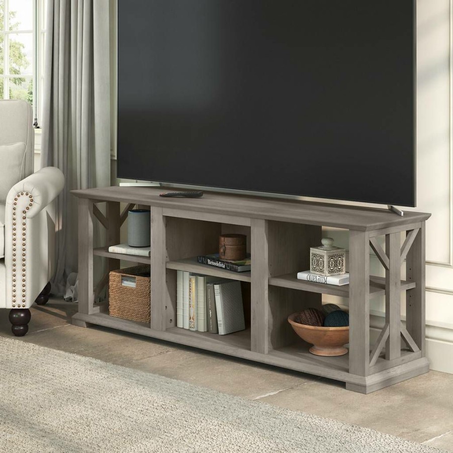 Living & Family Room Furniture * | Wholesale Bush Furniture Homestead Farmhouse Tv Stand For 70 Inch Tv In Driftwood Gray Bush Furniture Hov160Dg-03