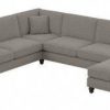 Living & Family Room Furniture * | Quick Delivery Bush Furniture Coventry 128W U Shaped Sectional Couch With Reversible Chaise Lounge In Beige Herringbone Bush Furniture Cvy127Bbgh-03K