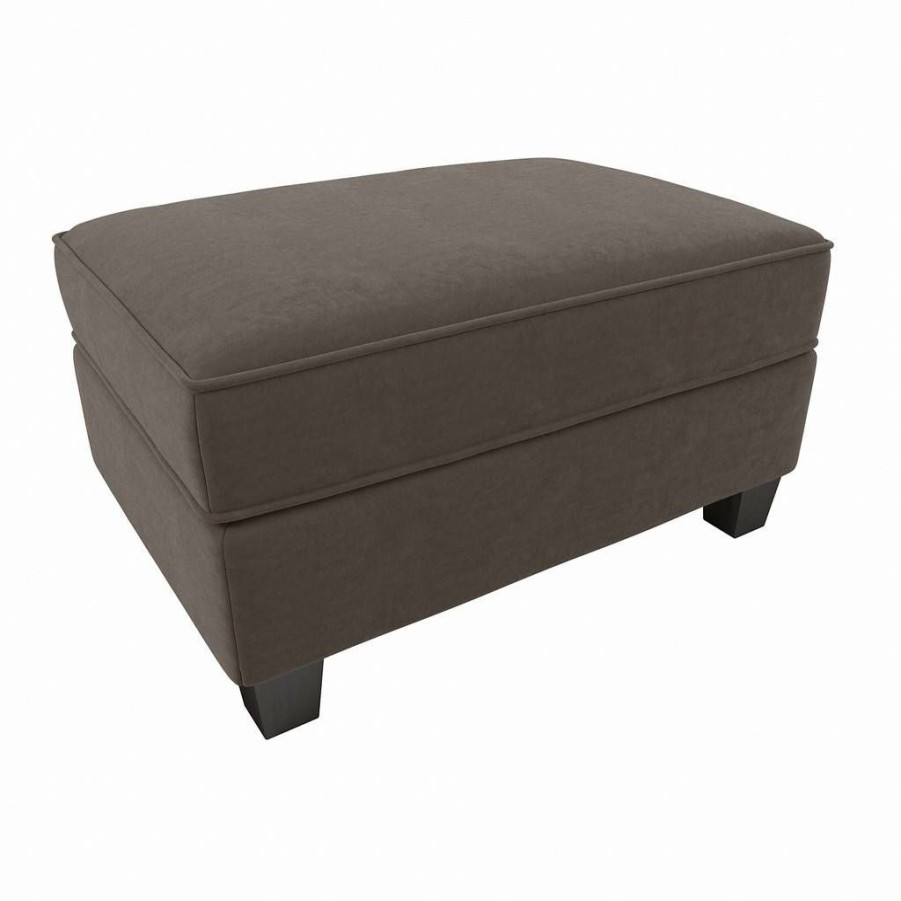 Living & Family Room Furniture * | Quick Delivery Bush Furniture Stockton Storage Ottoman In Chocolate Brown Microsuede Bush Furniture Sno34Scbm-Z