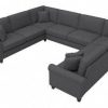 Living & Family Room Furniture * | Quick Delivery Bush Furniture Hudson 125W U Shaped Sectional Couch In Charcoal Gray Herringbone Bush Furniture Hdy123Bcgh-03K