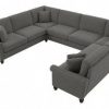 Living & Family Room Furniture * | Promotions Bush Furniture Coventry 125W U Shaped Sectional Couch In French Gray Herringbone Bush Furniture Cvy123Bfgh-03K